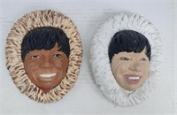 Eskimo Male & Woman Plaster Wall Hanging