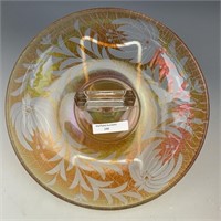 Vintage Marigold & Clear Cut Glass Server Tray