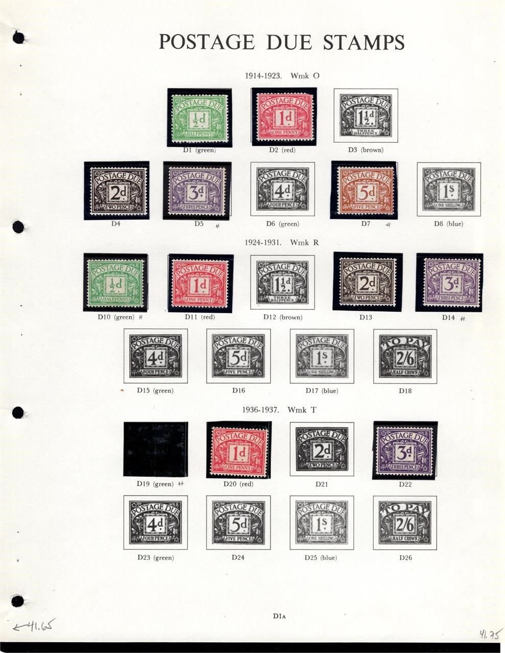 GREAT BRITAIN POSTAGE DUES COLLEC. SCV: $144.85