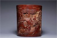 Qing Chinese Bamboo Carved Brushpot