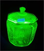 Uranium glass biscuit jar, NOTES