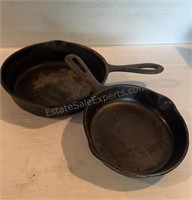 Pair of Seasoned Cast Iron Frying Pans 8-1/2” and