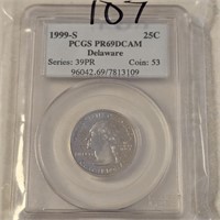 1999 S PCGS PR69 DCAM Delaware Quarter
