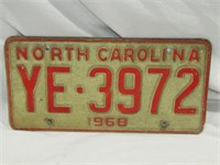 1968 North Carolina License Plate