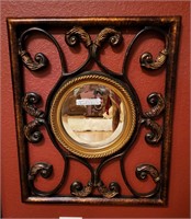 Small Square Framed Round Mirror