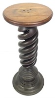 Double Spiral Twist Base Oak Sculpture Stand 36"