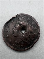 1837 Large Cent w/ Hole