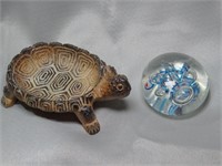 Turtle Soap Dish & Glass Paperweight