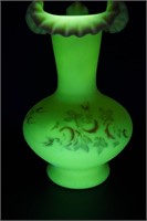 Fenton Burmese Hand Painted Vase Beautiful