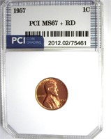 1957 Cent MS67+ RD LISTS $19500