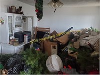 Room Contents - christmas trees, kitchen cabinet,