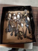 Box of silver plated  Flatware