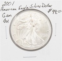 2001 Gem BU American Silver Eagle Dollar Coin