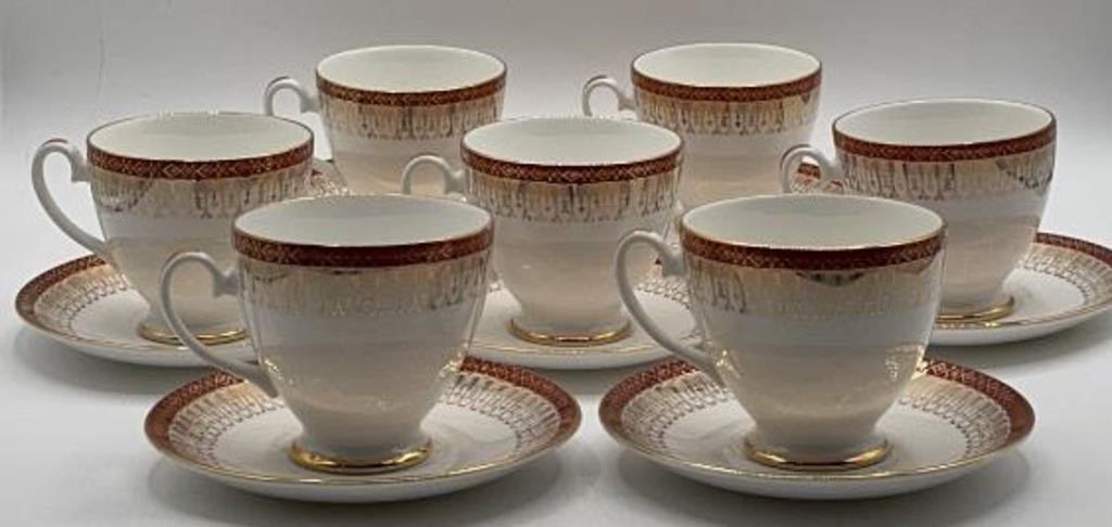 7 Royal Grafton Majestic Teacups & Saucers