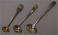 Three small sterling silver ladles