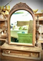 Antique Carved Vanity Top Shaving Mirror