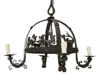 SPANISH STYLE IRON FOUR-LIGHT CHANDELIER