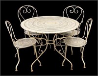 (5) FRENCH PIERCED PAINTED CAST IRON PATIO SET
