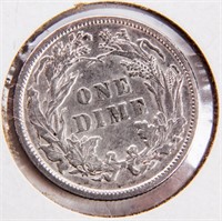 Coin 1887 U.S. Seated Dime in Almost Unc.