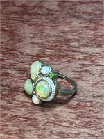 Opal Peridot Stone Sterling .925 Silver Ring Size