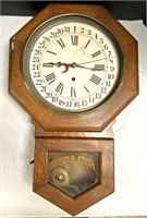 Antique Oak Sessions Calendar Clock