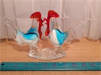Murano Art Glass Roosters