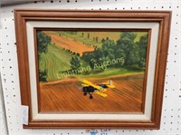 FRAMED AIRPLANE OIL ON CANVAS