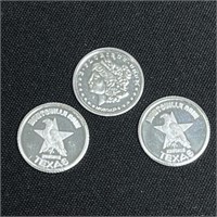 (3)- 1 gram Fine Silver Art Rounds - Assorted