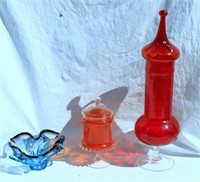 3 Colorful Glass Pieces from the 50's-60's