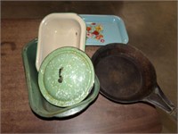 Enameled pans and tray