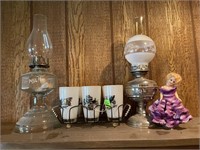 2 Oil Lamps & Classic Doll