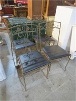 FOUR VINTAGE METAL PADDED PATIO CHAIRS