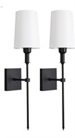 Pair of black wall sconces with lamp shade