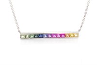 Rainbow sapphire & 18ct white gold necklace