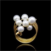 Mikimoto pearl set 14ct rose gold brooch
