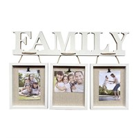 Hanging 3-Opening White Finish Family Frame, Brown