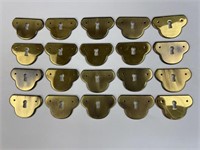 (20) Brass finish Keyhole plates, 2 1/2”x 1 5/8”