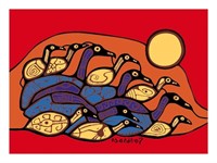 Norval Morrisseau - "Flock of Loons" Giclee Canv