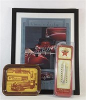 Lincoln Zephyr Print, Texaco Thermometer