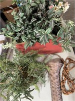 Box of Faux Decorative Plants & Greenery