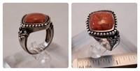 Sterling & red jasper ring size 7 3/4