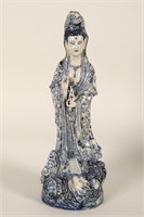 Beautiful Chinese Blue and White Porcelain Figure,