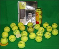 LARGE LOT OF 29 SIGNED TENNIS BALLS. SIGNATURES