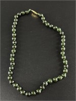 Alaskan Kobuk jade beaded necklace, knots between