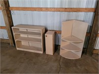 3 PIECES SOLID WOOD CUSTOM MADE SHELVES, CABINETS