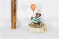 Signed "Ron Lee" metal Bear clown on stone '86
