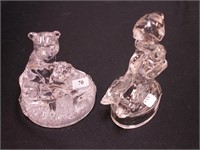 Two glass figurines: 5 1/2" mountain lion