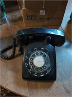 Vintage ITT rotary black phone w box