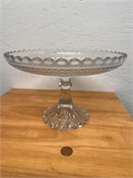 9" Glass Etched Cake Stand