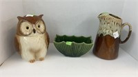 Handcrafted Otagiri owl cookie jar 9’’, 8x4’’